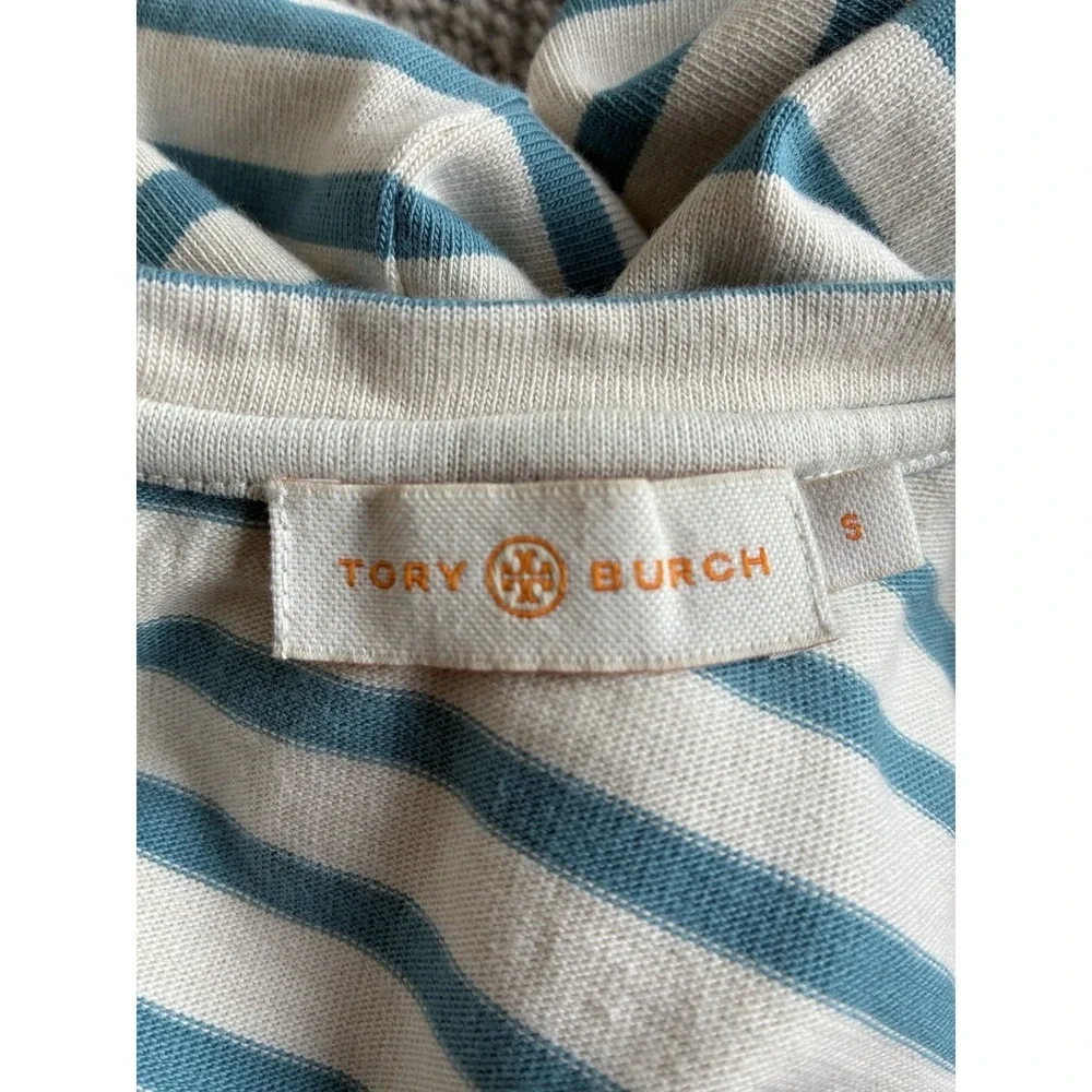 Tory Burch Embellished Striped Top Blue Cream Preppy Nautical Size S - Picture 4 of 14